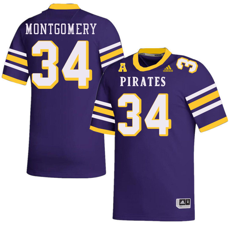 Men #34 London Montgomery ECU Pirates College Football Jerseys Stitched-Throwback